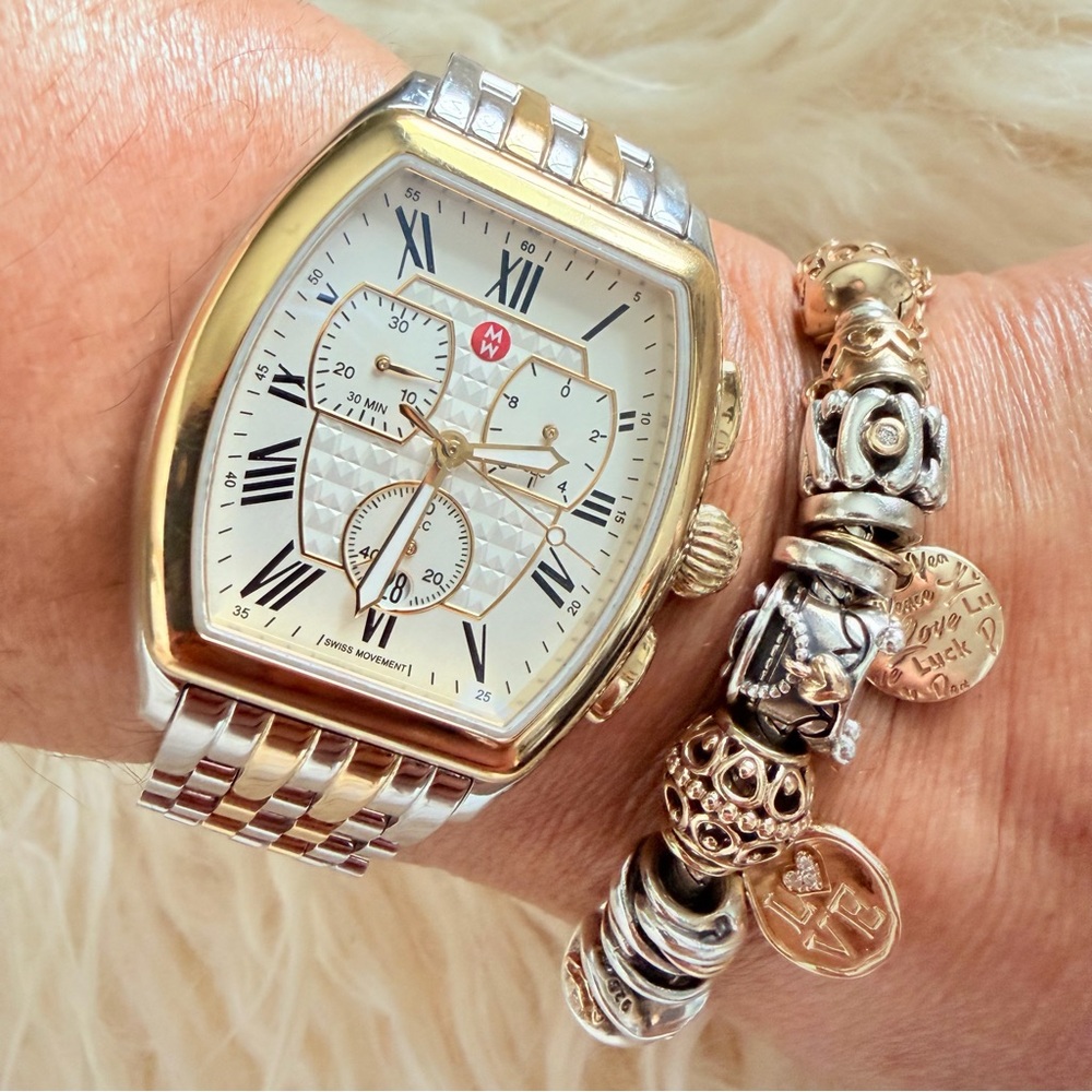 ❤️ FINAL MARKDOWN ❤️ Michele Releve Two Tone Stainless and 18k Chronograph Watch